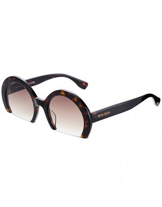 Miu Miu Cut Off Round Havana Frame Sunglasses 308446
