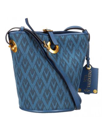 Valentino Viva Valentino Fabric Bucket Bag Blue