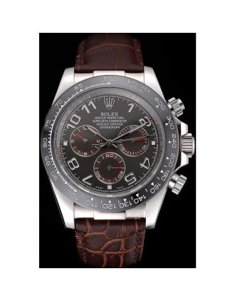 Rolex Cosmograph Daytona Stainless Steel Case Grey Racing Dial Leather Bracelet 622632