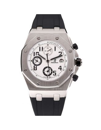 Swiss Audemars Piguet Royal Oak Offshore White Dial Stainless Steel Case Black Rubber Strap 622853