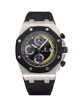 Swiss Audemars Piguet Royal Oak Offshore Black And Yellow Dial Stainless Steel Case Black Rubber Strap 622855