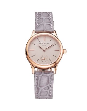 Patek Philippe Calatrava Gray Dial Rose Gold Case Gray Leather Strap