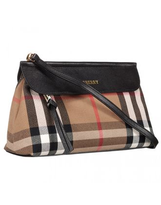 Burberry House Check And Black Leather Clutch Bag 18926894