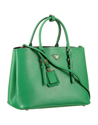 Prada Saffiano Double Tote Green