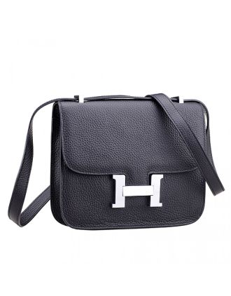 Hermes Constance Black with Silver Buckle