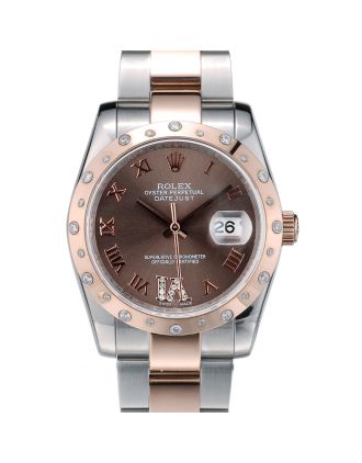 Rolex DateJust Brushed Stainless Steel Case Brown Dial Diamond Plated 41994