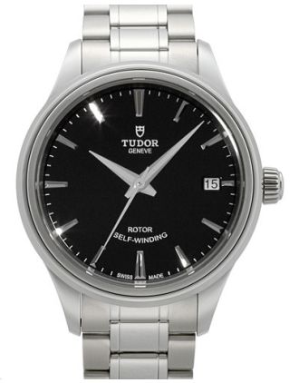 AAA Replica Tudor Style 34mm Black Dial Steel Strap Ladies Watch 12300-1