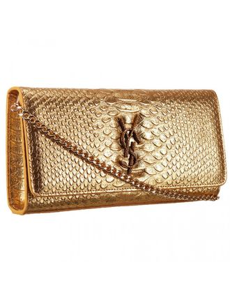 Saint Laurent Monogram Clutch Python Leather Gold Hardware Gold Bag 18926871