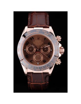 Rolex Daytona Rose Gold Case Brown Dial Brown Leather Strap