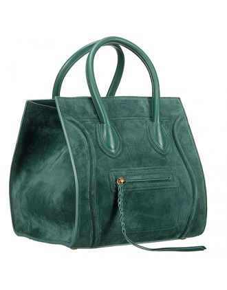 Celine Phantom Luggage Suede Leather Green