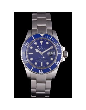 Rolex Submariner Stainless Steel Link Bracelet Blue Dial 621687