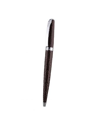 Christian Dior Silver Rimmed Fully Embossed Brown Ballpoint Pen 622731
