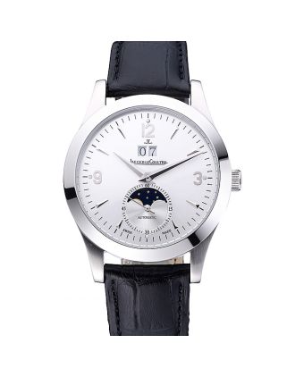 Jaeger LeCoultre Rendez-Vous Night And Day White Dial Black Leather Bracelet 622082