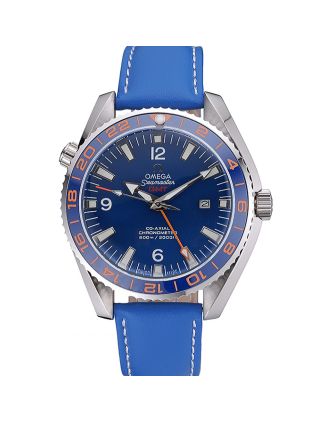 Omega Seamaster Planet Ocean GMT Blue Dial Blue Leather Band 622394