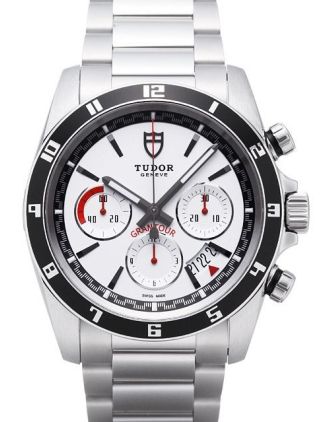 AAA Replica Tudor Grantour Chrono White Dial Steel Strap Mens Watch 20530N-3