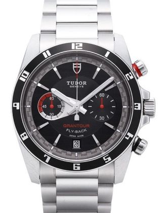 AAA Replica Tudor Grantour Chrono Fly Back Black Dial Steel Strap Mens Watch 20550N-95730black