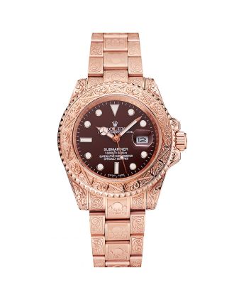 Swiss Rolex Submariner Skull Limited Edition Brown Dial Rose Gold Case And Bracelet 1454087