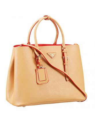 Prada Saffiano Double Tote Light Brown