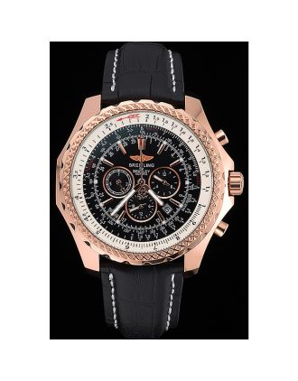 Breitling Bentley Motors Speed Gold Case Black Dial Black Leather Bracelet 622232