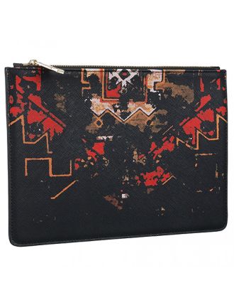 Givenchy Red And Black Carpet Print Leather Pouch 18927352