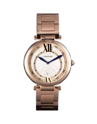 Cartier Ballon Bleu Rose Gold Stainelss Steel Strap White Dial 621453