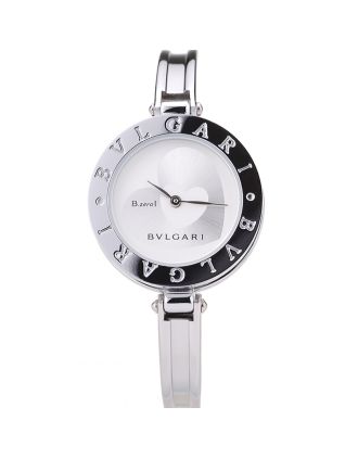 Bvlgari B.ZERO1 30mm White Heart Dial Steel Case Black Bezel Steel Bracelet