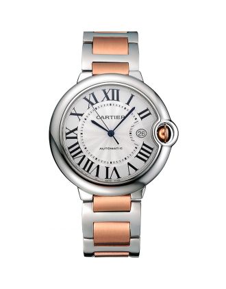 Swiss Cartier Ballon Bleu 42mm Silver Dial Stainless Steel Case Two Tone Rose Gold Bracelet 622875