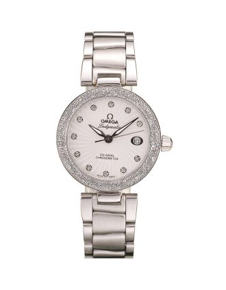 Omega DeVille Ladymatic iamond Plated Bezel White Dial