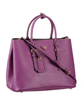 Prada Saffiano Double Tote Purple