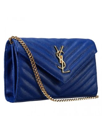 Saint Laurent Monogram Wallet On Chain Blue