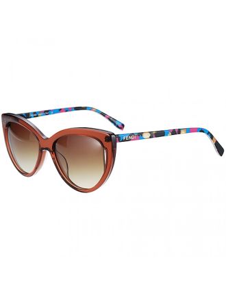 Fendi Cat Eye Retro Beige Frame Multicolor Temples Sunglasses 308412