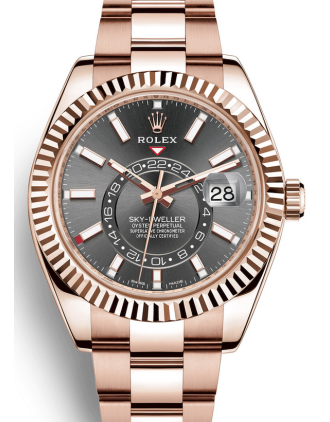 AAA Replica Rolex Sky-Dweller GMT Rose Gold Mens Watch 326935-0007