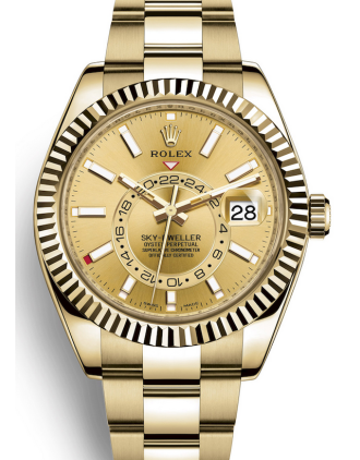 AAA Replica Rolex Sky-Dweller GMT 42mm Yellow Gold Mens Watch 326938-0003