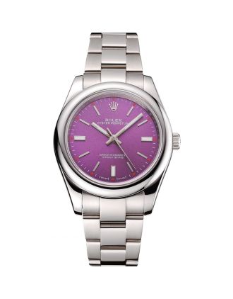 Rolex Oyster Perpetual Red Grape Dial Stainless Steel Case And Bracelet