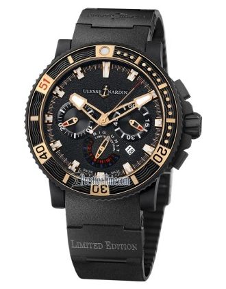 AAA Replica Ulysse Nardin Maxi Marine Diver Black Sea Chronograph Mens Watch 353-95LE-3C BIG UNIT