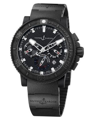 AAA Replica Ulysse Nardin Maxi Marine Diver Black Sea Chronograph Mens Watch 353-92-3C