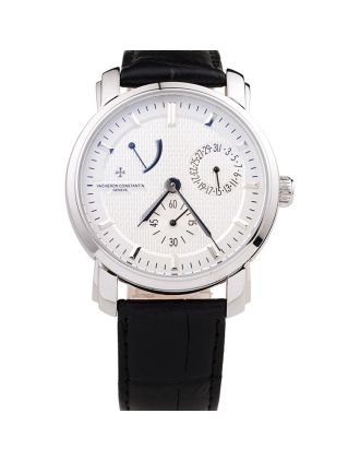 Vacheron Constantin Malte Power Reserve White Dial Stainless Steel Case Black Leather Bracelet
