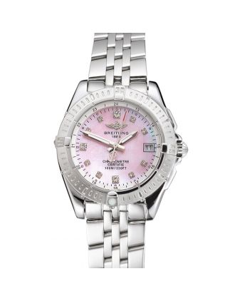 Breitling Colt Lady Pink Dial Diamond Hour Marks Stainless Steel Case And Bracelet