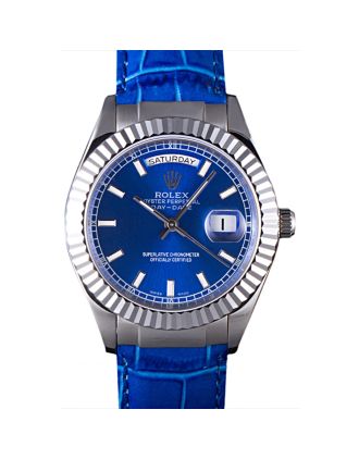 Rolex Day-Date Oyster Collection Blue Leather Band 621490