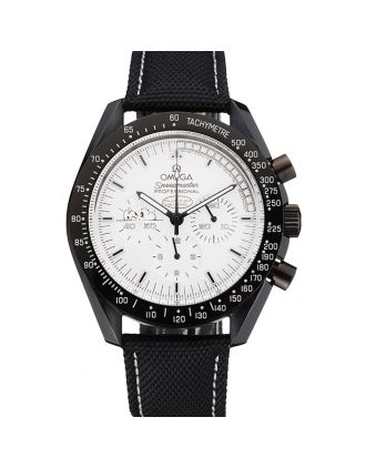 Omega Speedmaster Professional Apollo 13 Silver Snoopy Award White Dial Black Case Black Nylon Strap