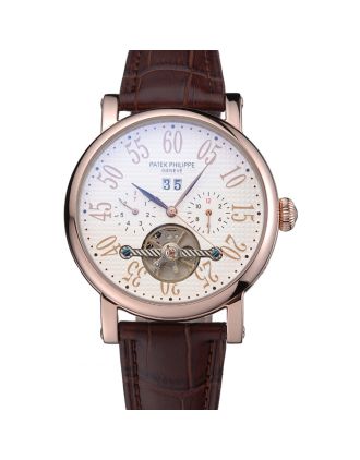 Patek Philippe Grand Complications Gold Case White Dial Arabic Numerals Brown Leather Bracelet 622255