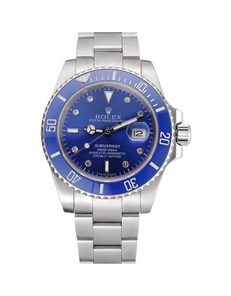 Rolex Submariner Stainless Steel Case Blue Dial Diamond Markers Stainless Steel Bracelet 622638