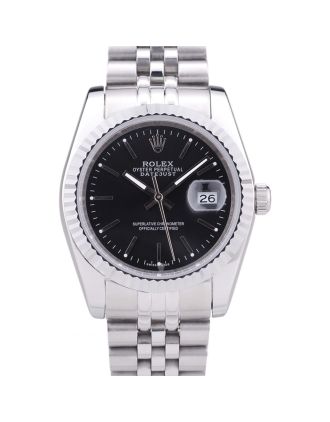 Rolex Datejust Black Dial Diamonds Ribbed Bezel 7456