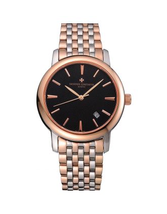 Vacheron Constantin Patrimony Black Dial Rose Gold Case Two Tone Bracelet 62293