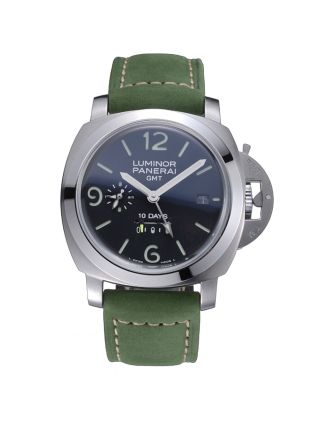 Panerai Luminor GMT Stainless Steel Bezel Green Leather Bracelet 622318