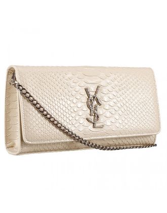 Saint Laurent Monogram Clutch Python Leather Silver Hardware White Bag 18926877