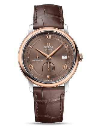 AAA Replica Omega De Ville Prestige Power Reserve 39.5 mm Steel Red gold on Leather Strap Watch 424.23.40.21.13.001