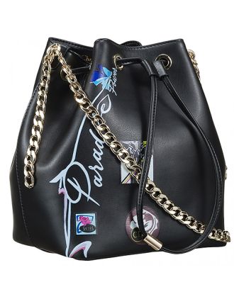 Dior Paradise Bucket Black Printed Gold Chain Handle Bag 18927161
