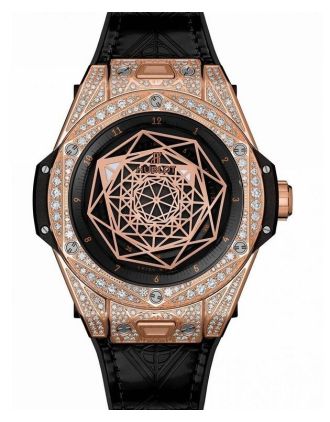 AAA Replica Hublot Big Bang Sang Bleu King Gold Pave Watch 465.OS.1118.VR.1704.MXM18