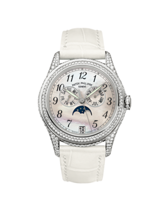 AAA Replica Patek Philippe Annual Calendar White Gold Diamond White Mother of Pearl Watch 4937G-001